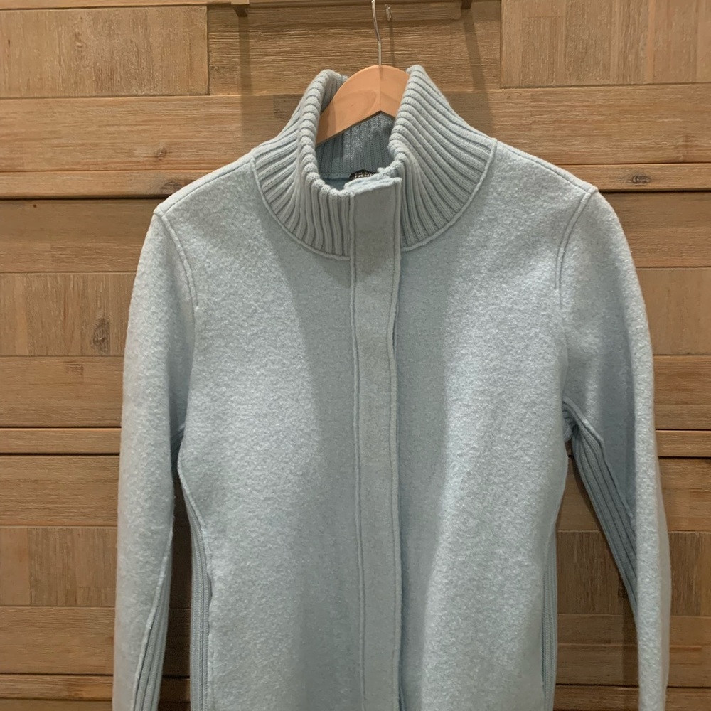 Eileen Fisher Blue Turtleneck Jacket Cozy Knit